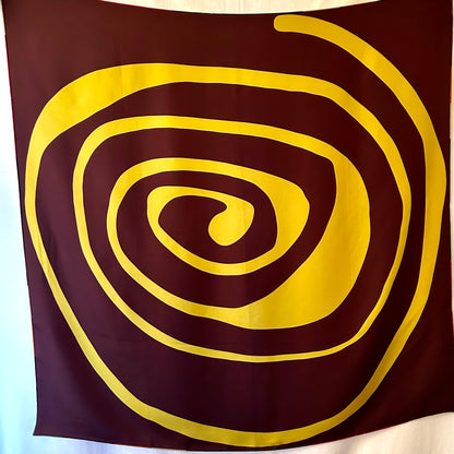 Brown silk scarf with spiral